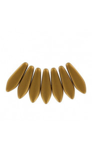 Czech Glass Daggers beads 5x16mm Brass gold 01740